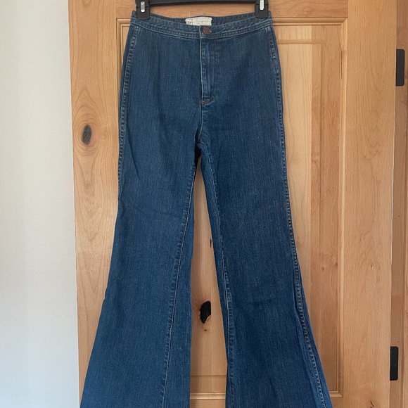 Free People Wide Leg, High Waist Crop Jeans - Picture 1 of 3